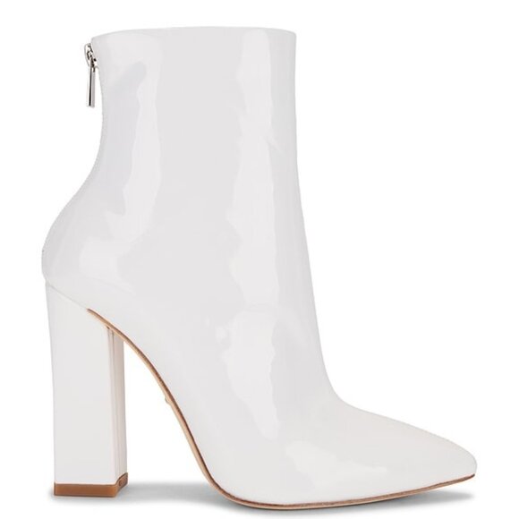 NEW RAYE Parker Boot in White ANKLE BOOT SHINY CHUNK HEEL